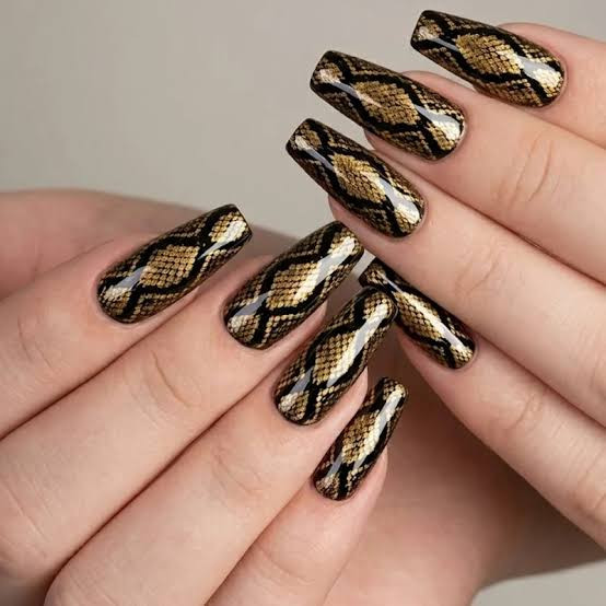 High Gloss Metallic Sheen Visual Idea — Animal Print Nails