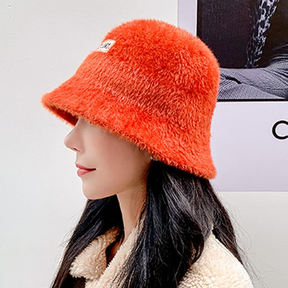 Shoulder-Length Straight Black Hair with Fluffy Hat Shoulder-Length Straight Black Hair with Fluffy Hat — Bucket Hat Hairstyles