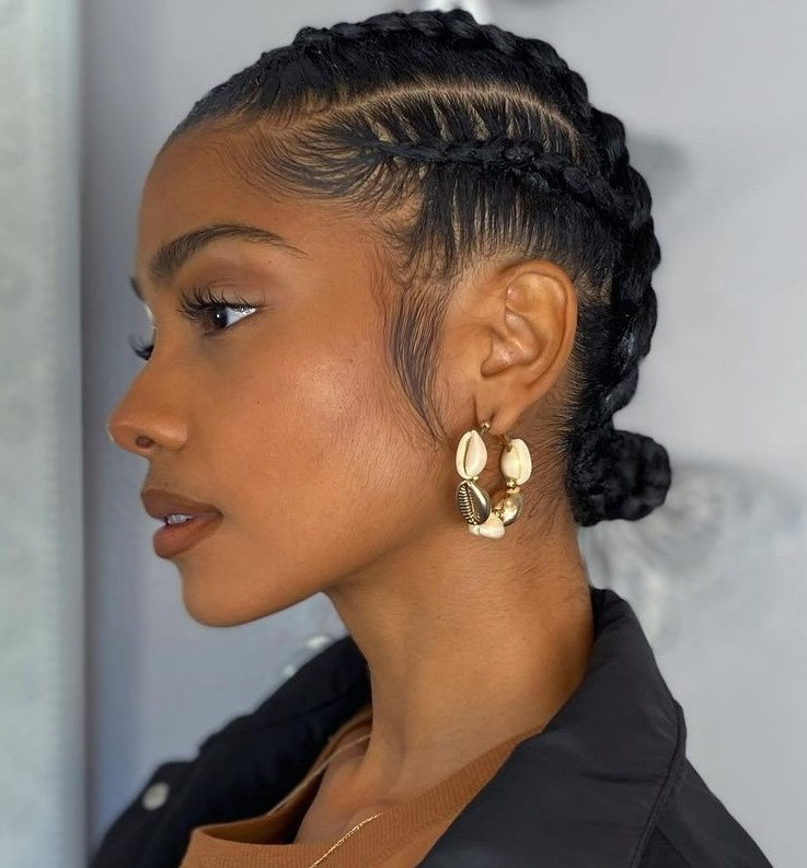 Neat Cornrows Converging into a Low Bun Neat Cornrows Converging into a Low Bun — Cornrow Bun