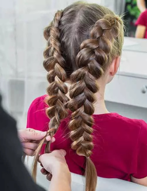 Thick Wavy Dutch Braids to Mid-Back Thick Wavy Dutch Braids to Mid-Back — Little Girl Braids