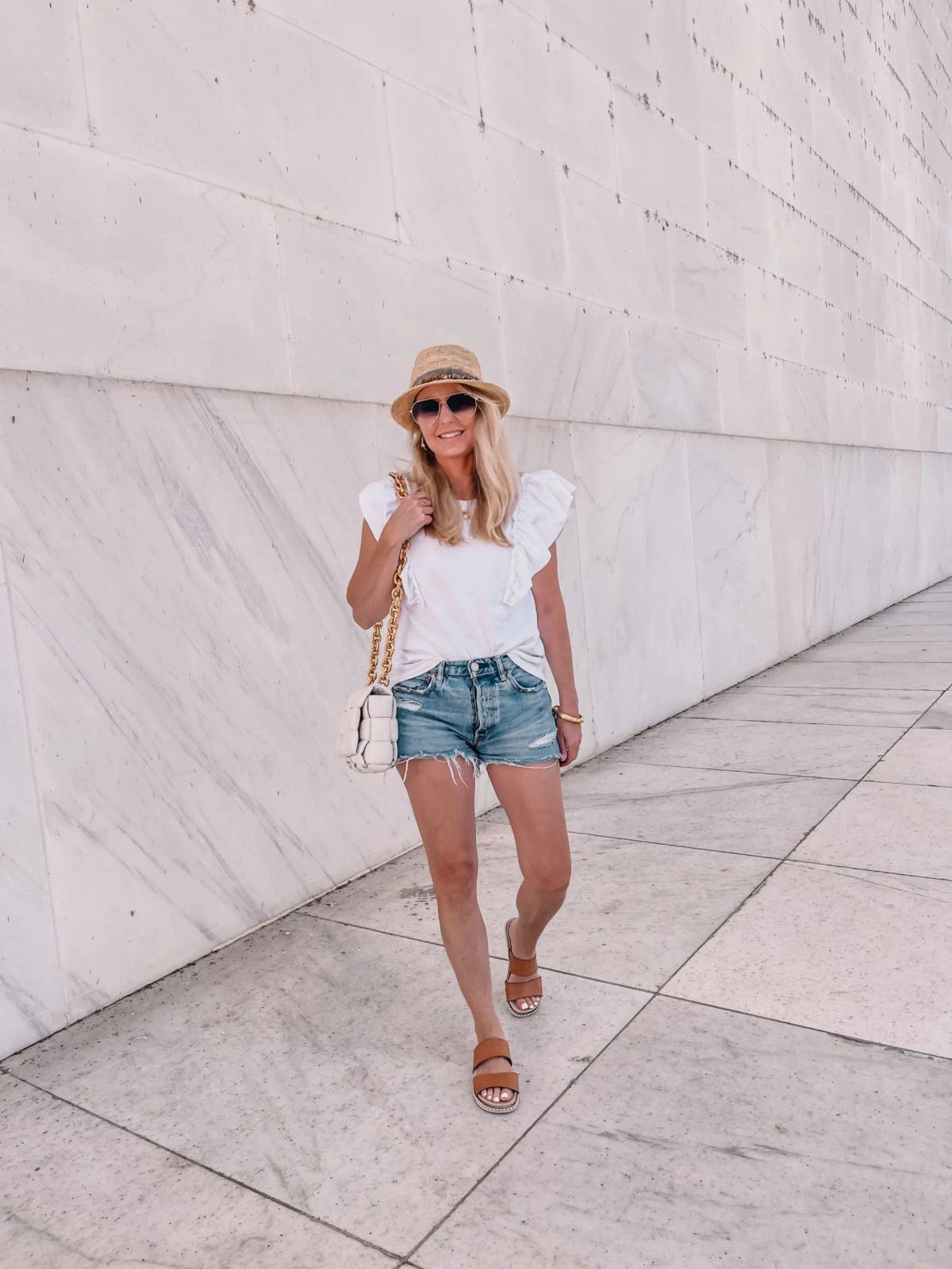 Denim Shorts and Ruffled Tee for Casual Daytime Denim Shorts and Ruffled Tee for Casual Daytime — Washington DC Outfits