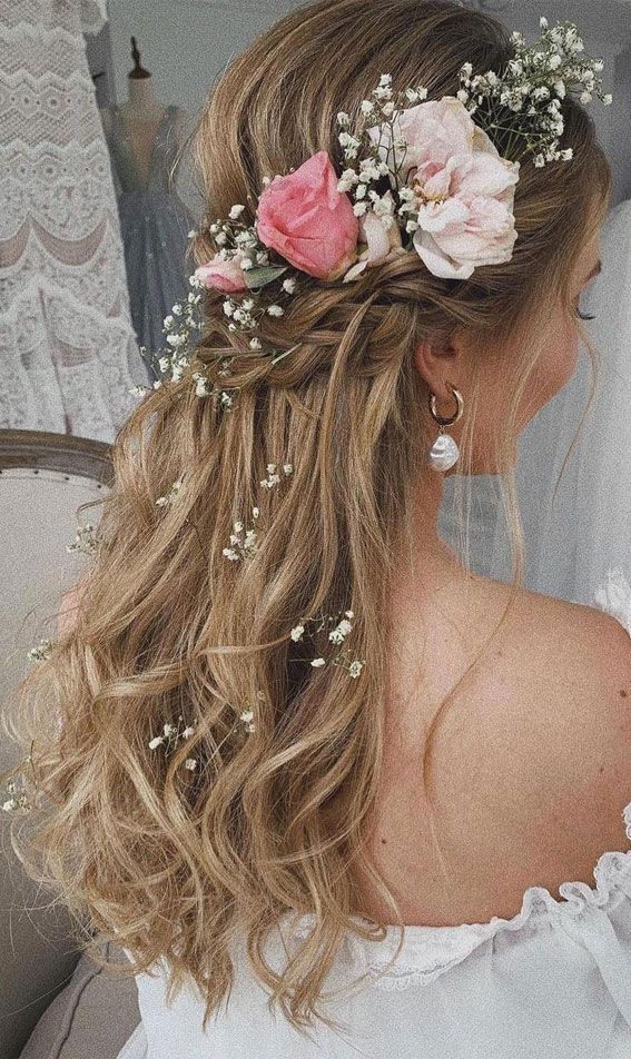 Lush Half-Up Half-Down with Statement Flowers — Wedding Hairstyles with Flowers
