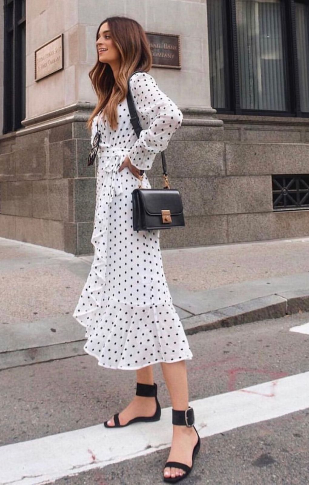 Asymmetrical Ruffled Hem Midi Dress for Daytime Chic Asymmetrical Ruffled Hem Midi Dress for Daytime Chic — Polka Dot Dresses