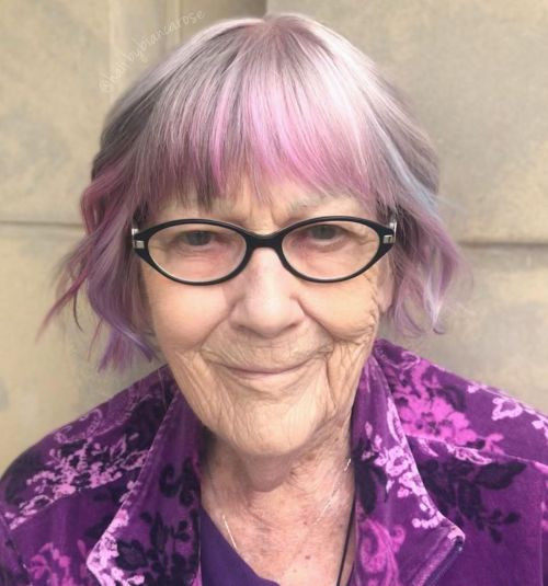 Grey Bob With Pastel Bangs Grey Bob With Pastel Bangs — Unicorn Hair