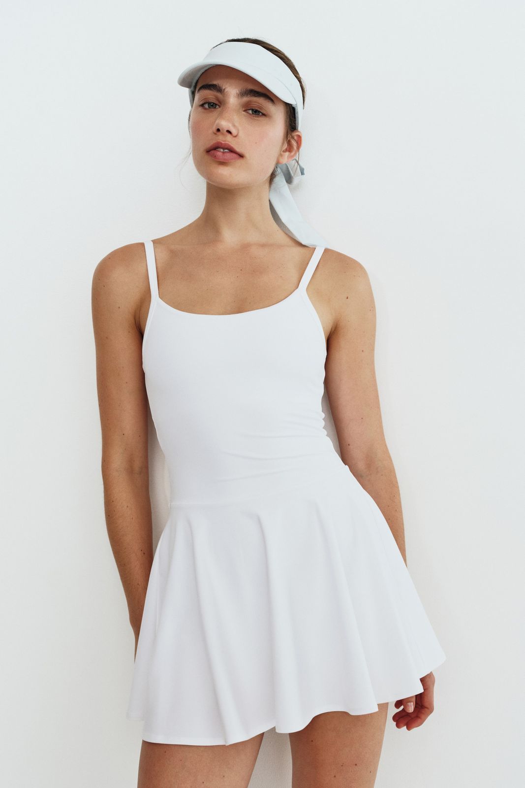 Simple White Tennis Dress with Spaghetti Straps — Tennis Dresses