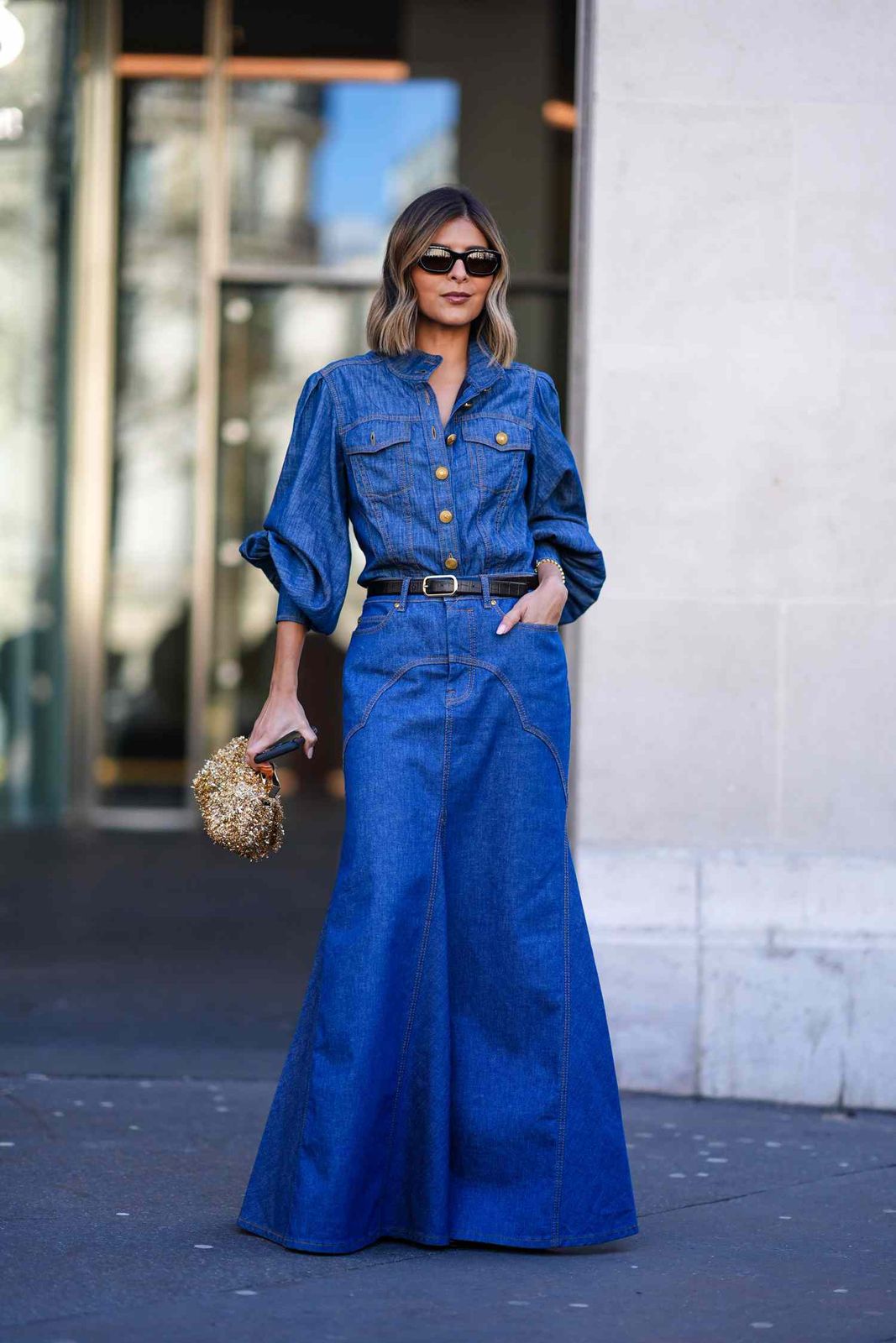 Denim Shirt and Matching Flared Skirt Set Denim Shirt and Matching Flared Skirt Set — Denim Shirt Outfits