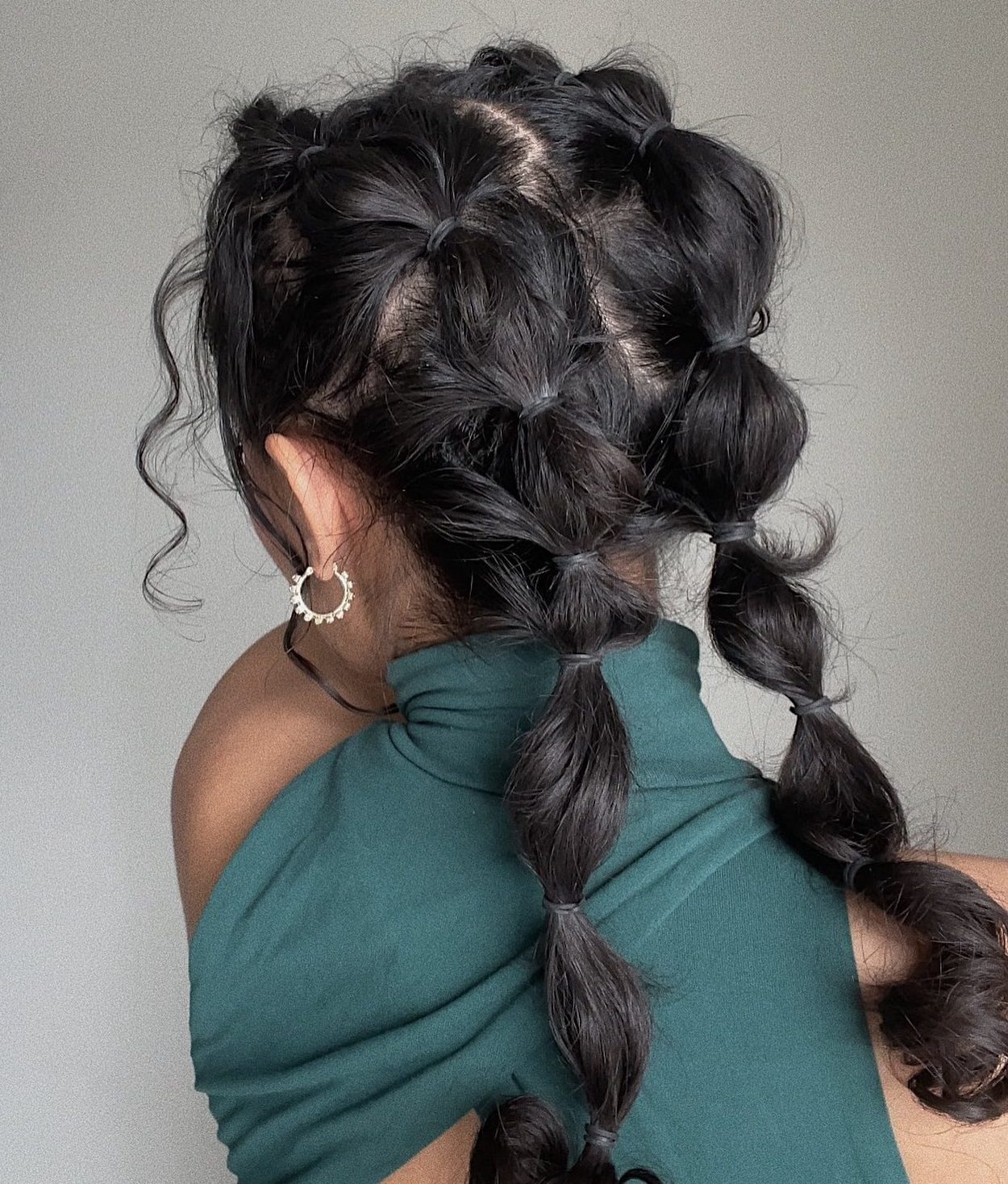 Dark Brown Curly Double Bubble Braids Dark Brown Curly Double Bubble Braids
