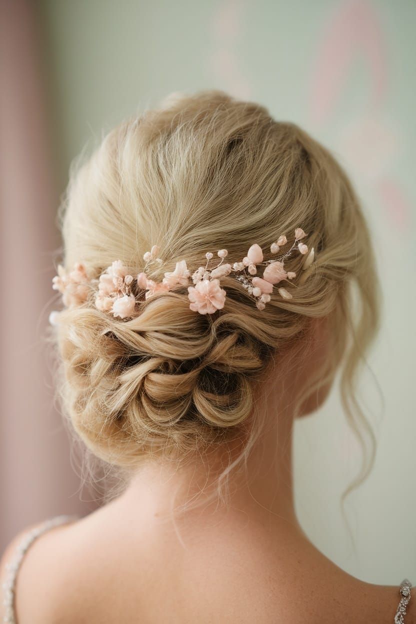 Braided Updo with Floral Vine — Engagement Photo Hairstyles