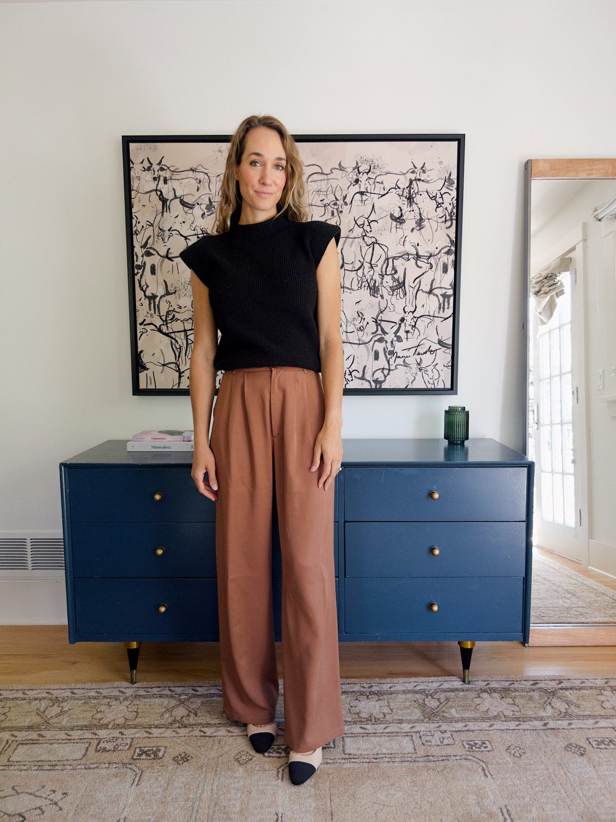 Brown Wide-Leg Trousers with a Statement Top — Trouser Outfits