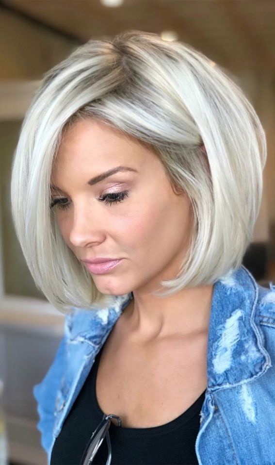 Chin-Length Voluminous Ash Blonde Layered Bob Chin-Length Voluminous Ash Blonde Layered Bob — Bob for Thick Hair