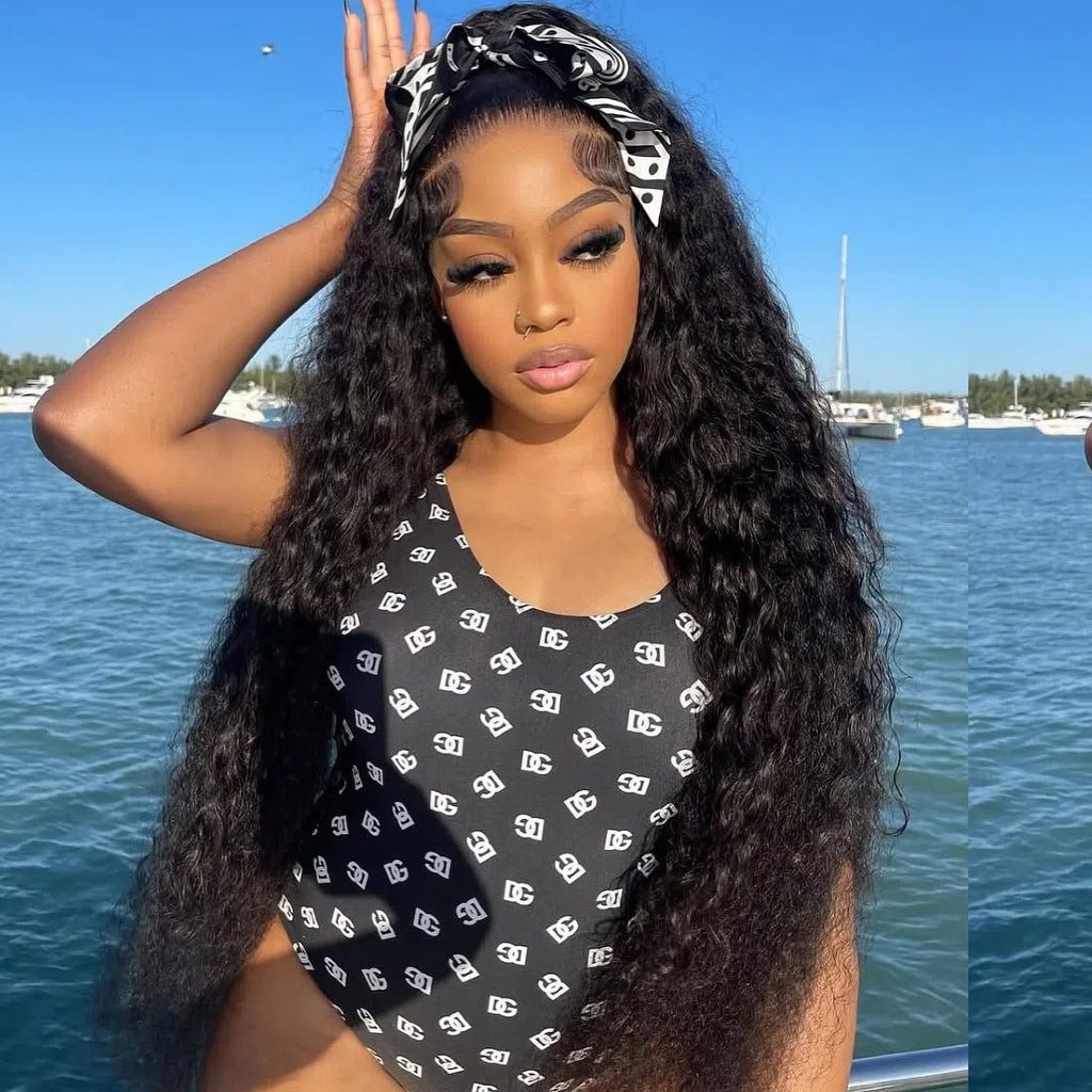 10A Brazilian Deep Wave Curly 360 Lace Frontal Wig