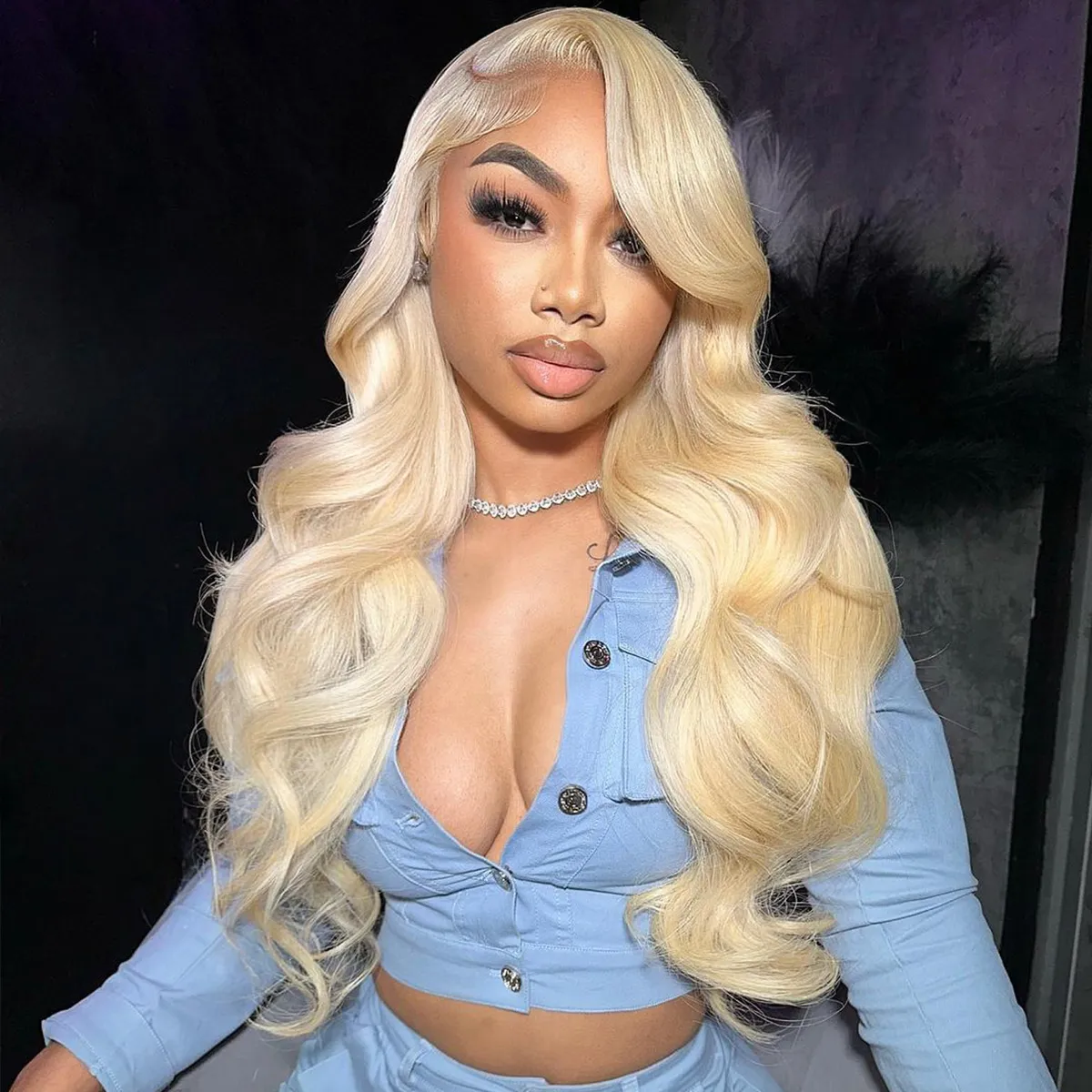 Voluminous 613 Blonde With Side Swept Bangs Voluminous 613 Blonde With Side Swept Bangs — Wig Hairstyles