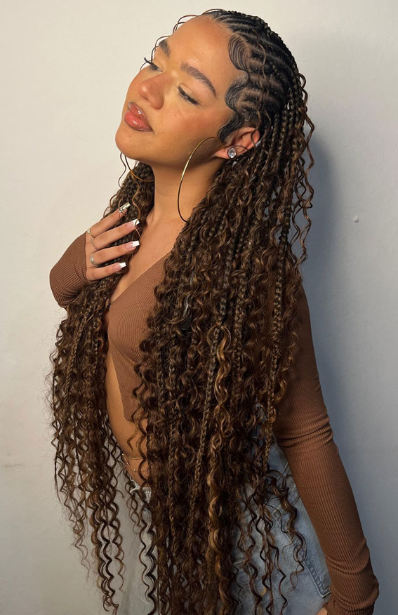 30 Trendy Braid Hairstyles Beyond the Basics : Curly Fulani Goddess Braids