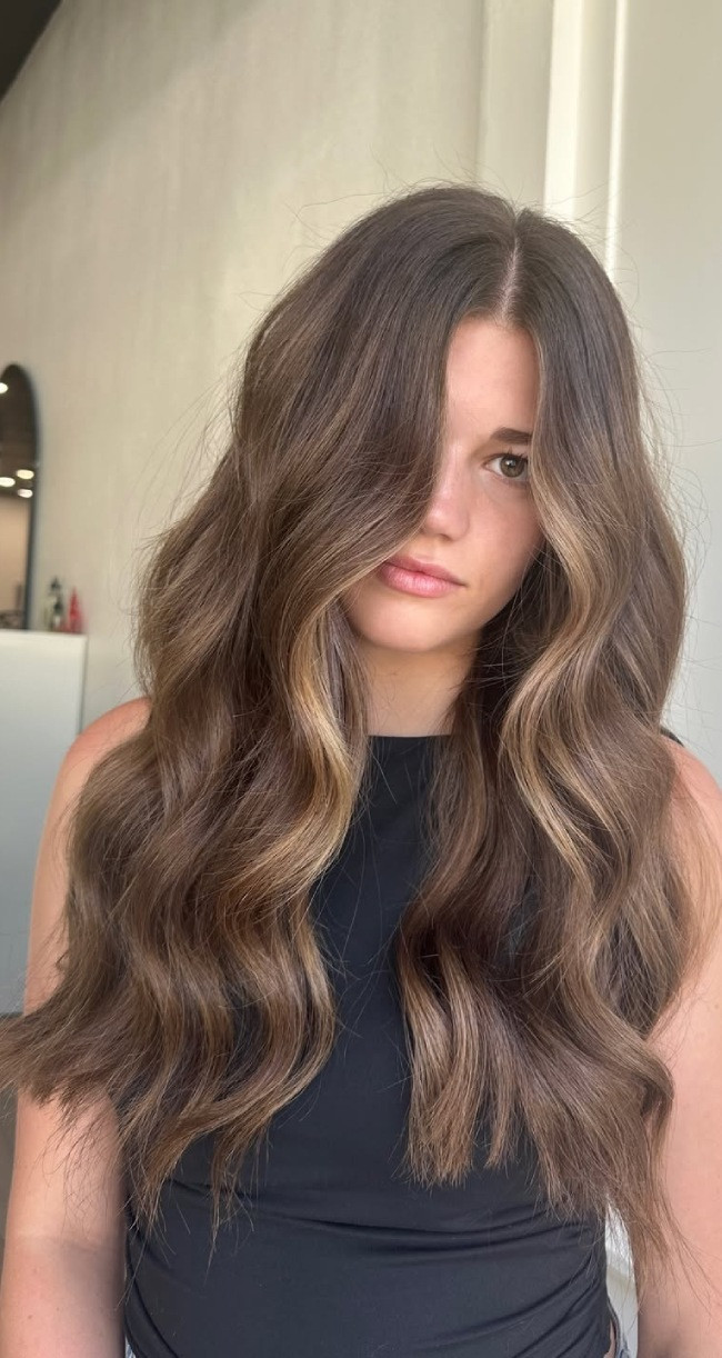 Cool Ash Brunette Warm Money Piece — Dimensional Brunette