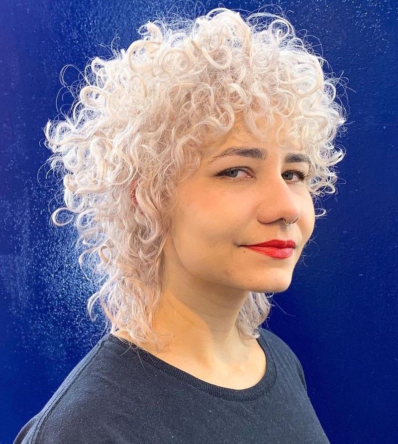 Platinum Blonde Shoulder Defined Curls — Curly Wolf Cut