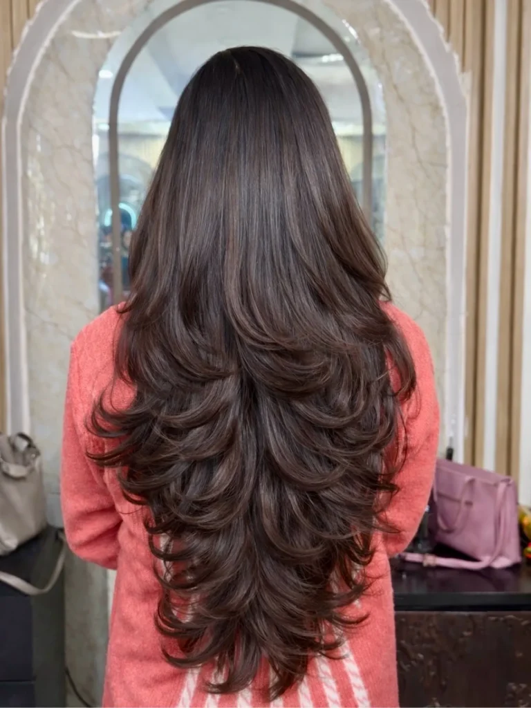 Feathered Ends Butterfly V-Shape — Butterfly Haircut Long Hair