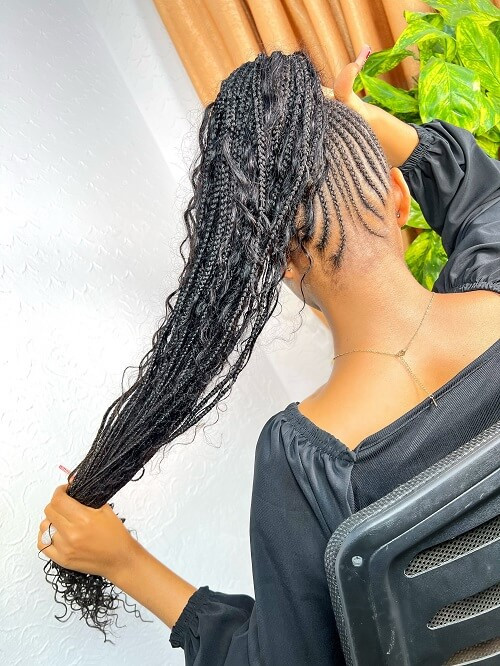 Side Cornrows With Wavy Blonde Highlights Side Cornrows With Wavy Blonde Highlights — Cornrow Ponytail