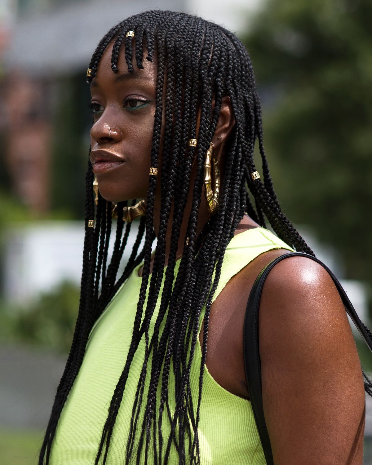 Long Box Braids With Beaded Fringe