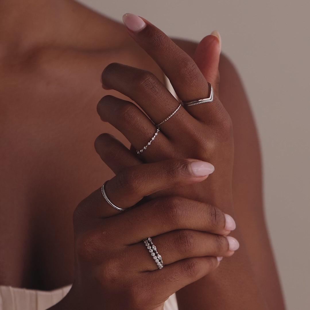 Layered Silver Stacking Rings with Mixed Textures — Silver Ring Stack