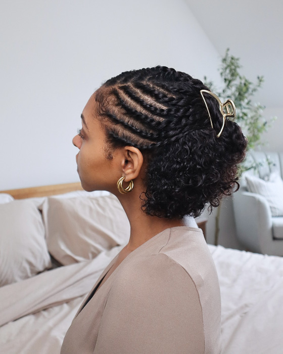 Shoulder-Length Flat Twists Into Bun
