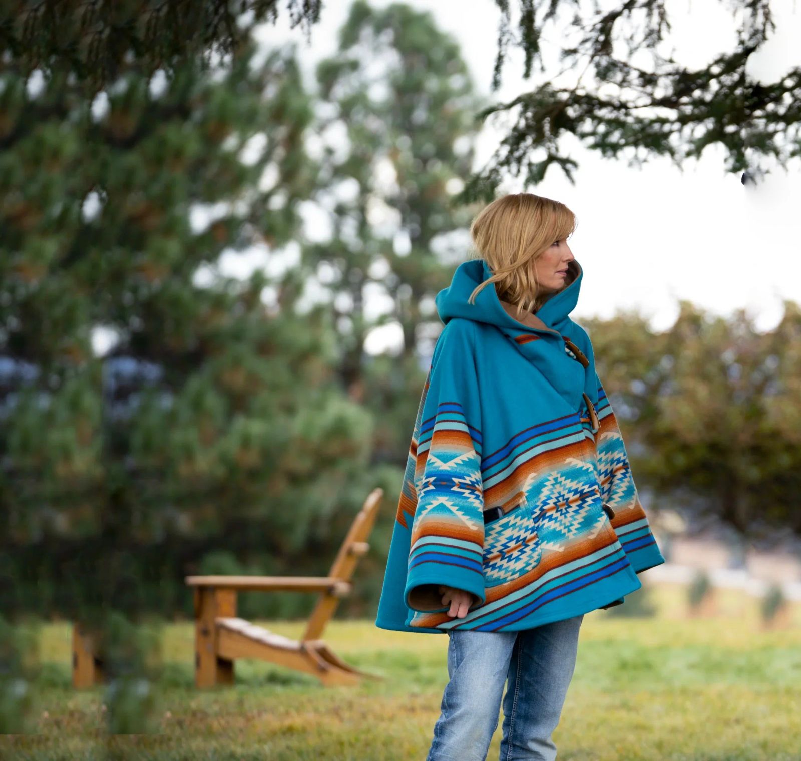 Bold Geometric Poncho for a Statement Western Layer Bold Geometric Poncho for a Statement Western Layer — Yellowstone Outfits