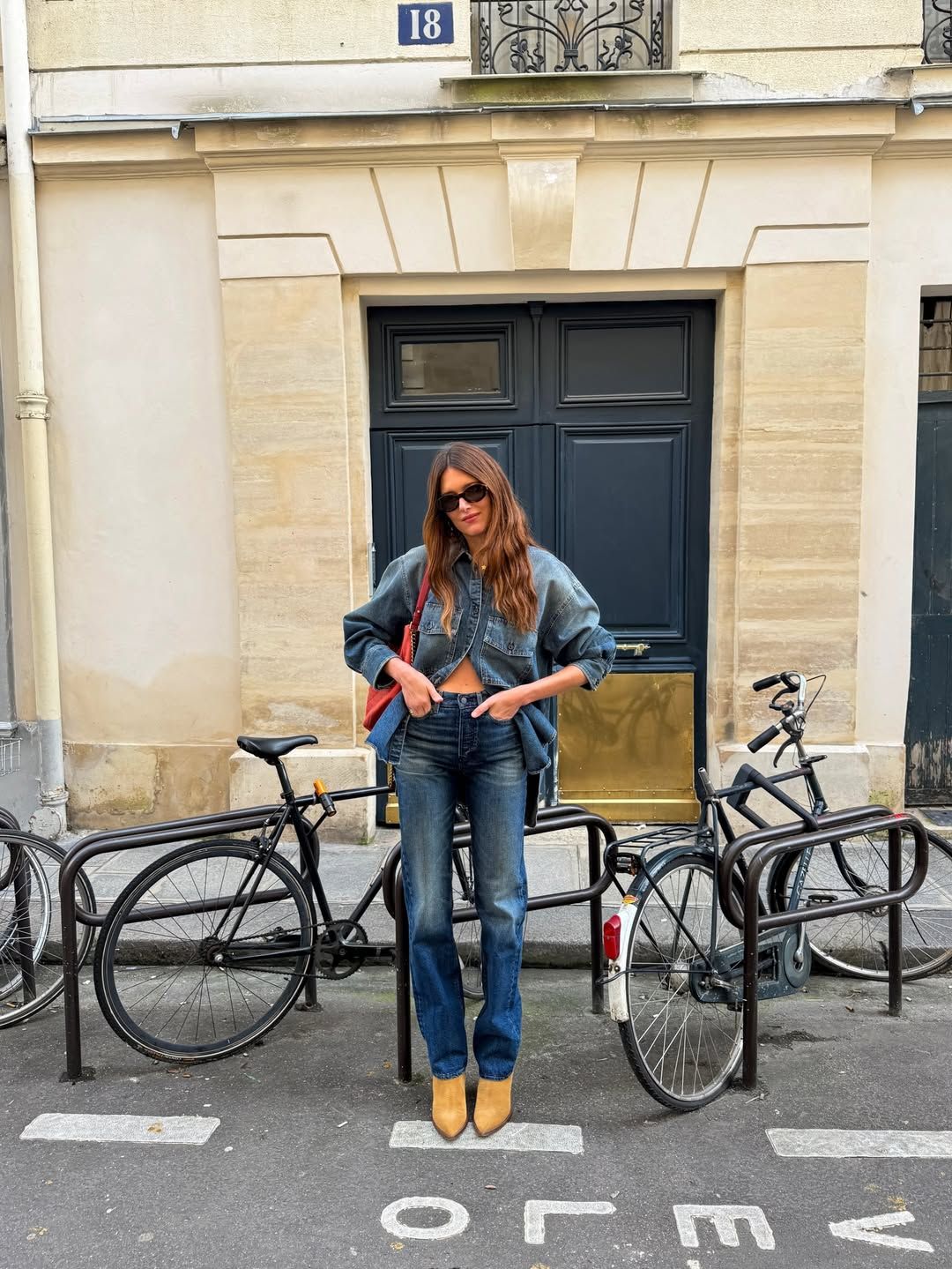 Denim Ensemble: Blue Bootcut Jeans with Matching Denim Shirt and Tan Boots Denim Ensemble: Blue Bootcut Jeans with Matching Denim Shirt and Tan Boots — Bootcut Jeans Outfits
