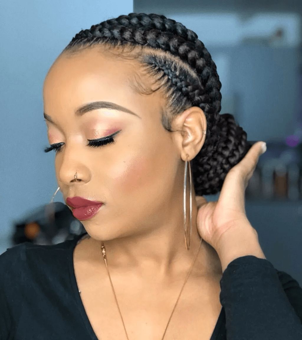 Neat Cornrows to Black Braided Bun — Braided Low Bun