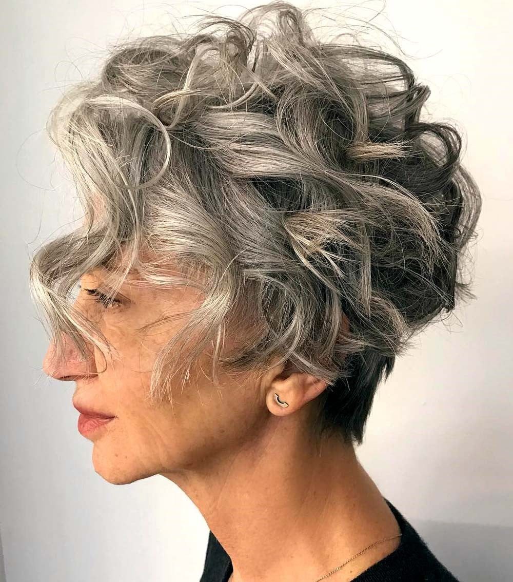 Pixie Bob Textured Bangs Pixie Bob Textured Bangs — Gray Curly Hair