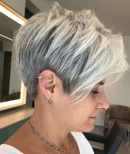 Textured Salt and Pepper Pixie — Salt and Pepper Hair