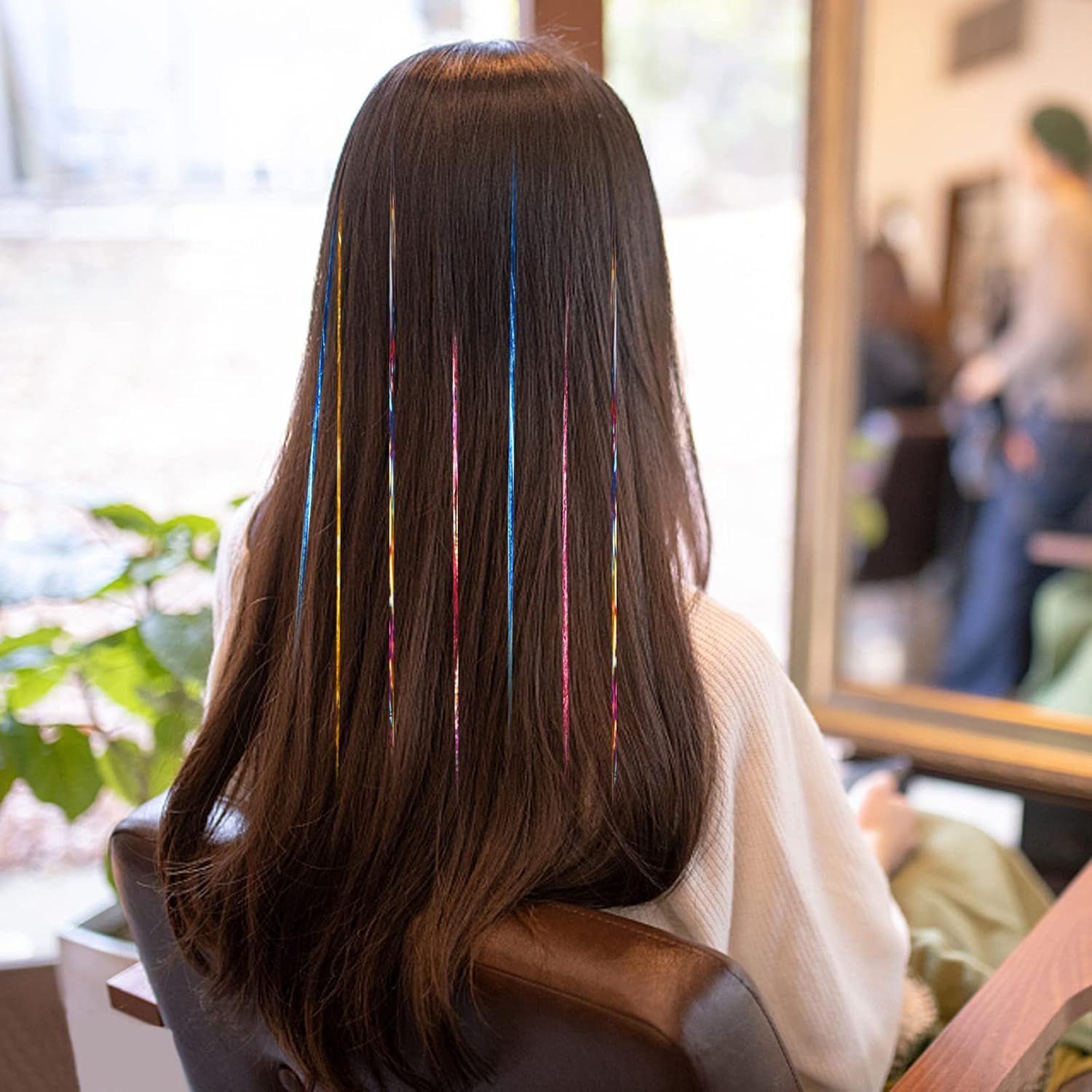 Vibrant Purple Tinsel on Spiky Bob — Hair Tinsel
