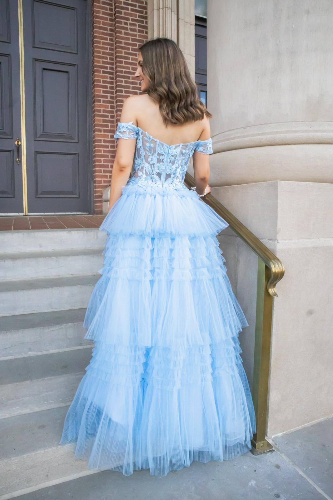 Tiered Ruffled Tulle Ball Gown with Lace Accents — Tulle Dresses