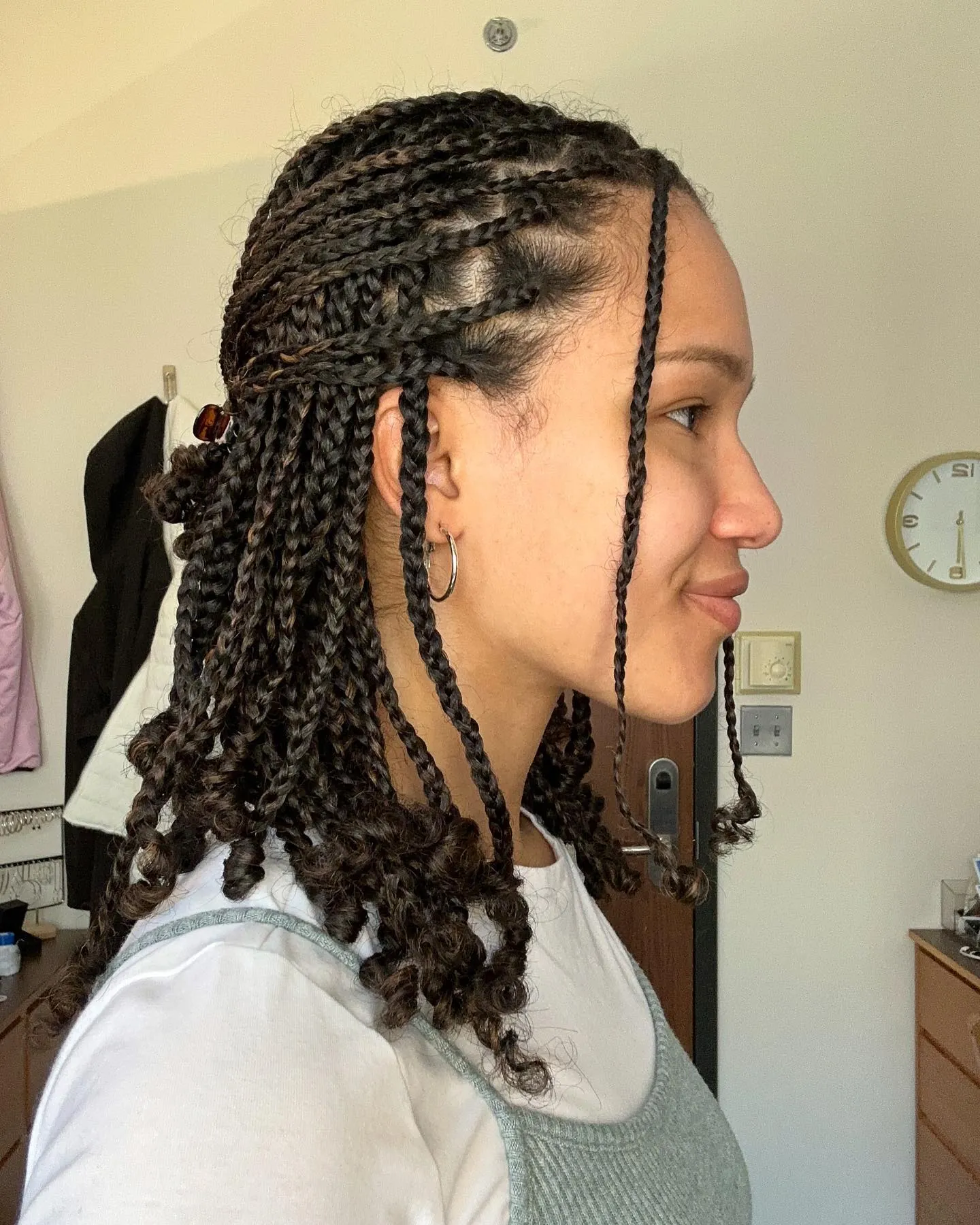 Shoulder Length Mini Braids With Curls