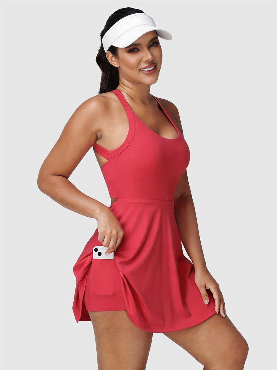 Athletic Red Dress Paired with a White Visor — Visor Outfits