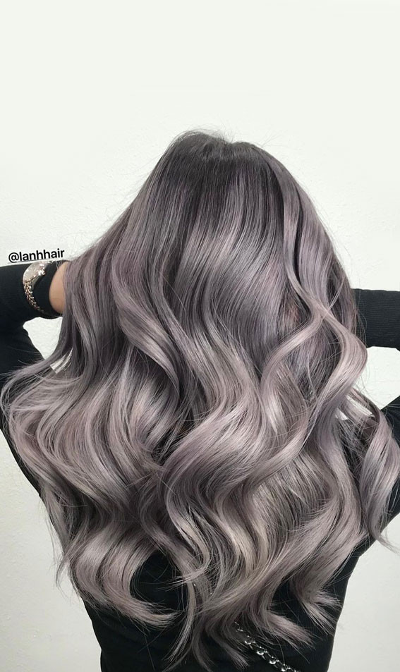 Ash Blonde Balayage With Lavender Tones Ash Blonde Balayage With Lavender Tones — Hair Color to Hide Gray