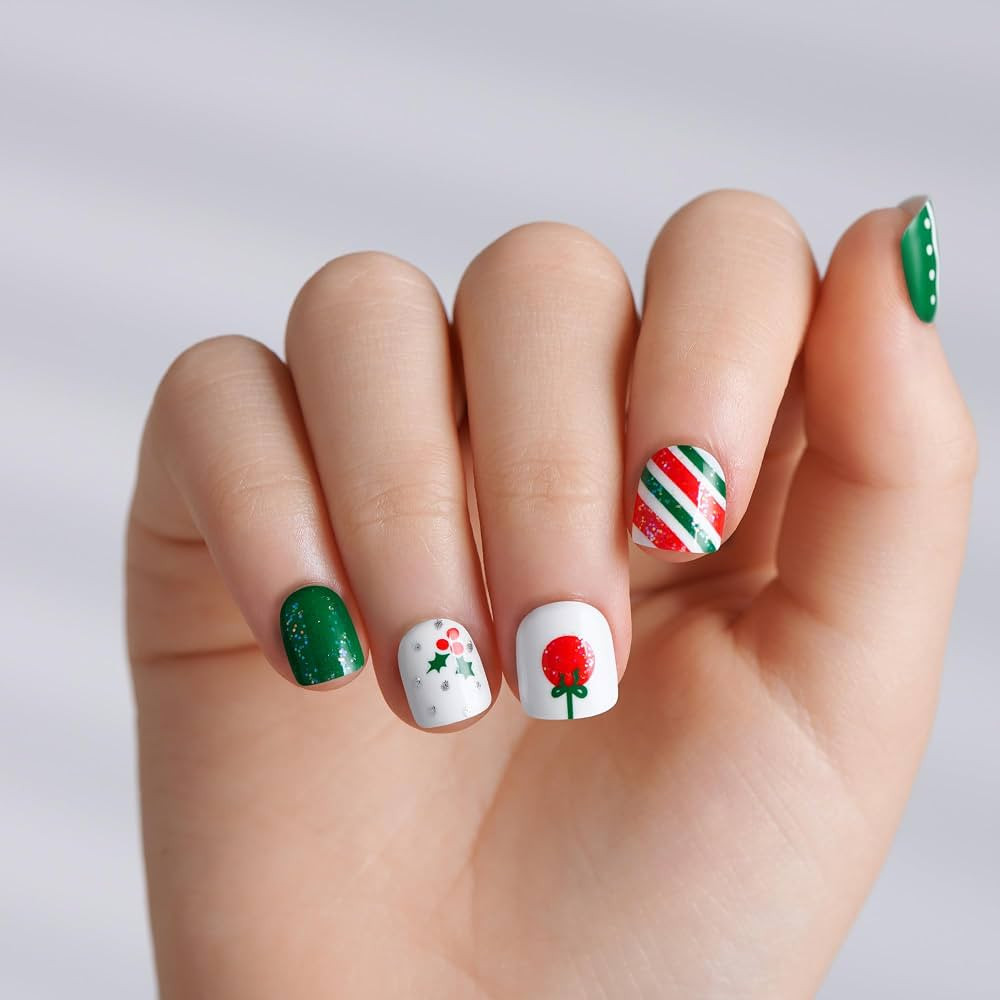 Short Squoval Holiday Nails Short Squoval Holiday Nails — Cheer Mom Nails