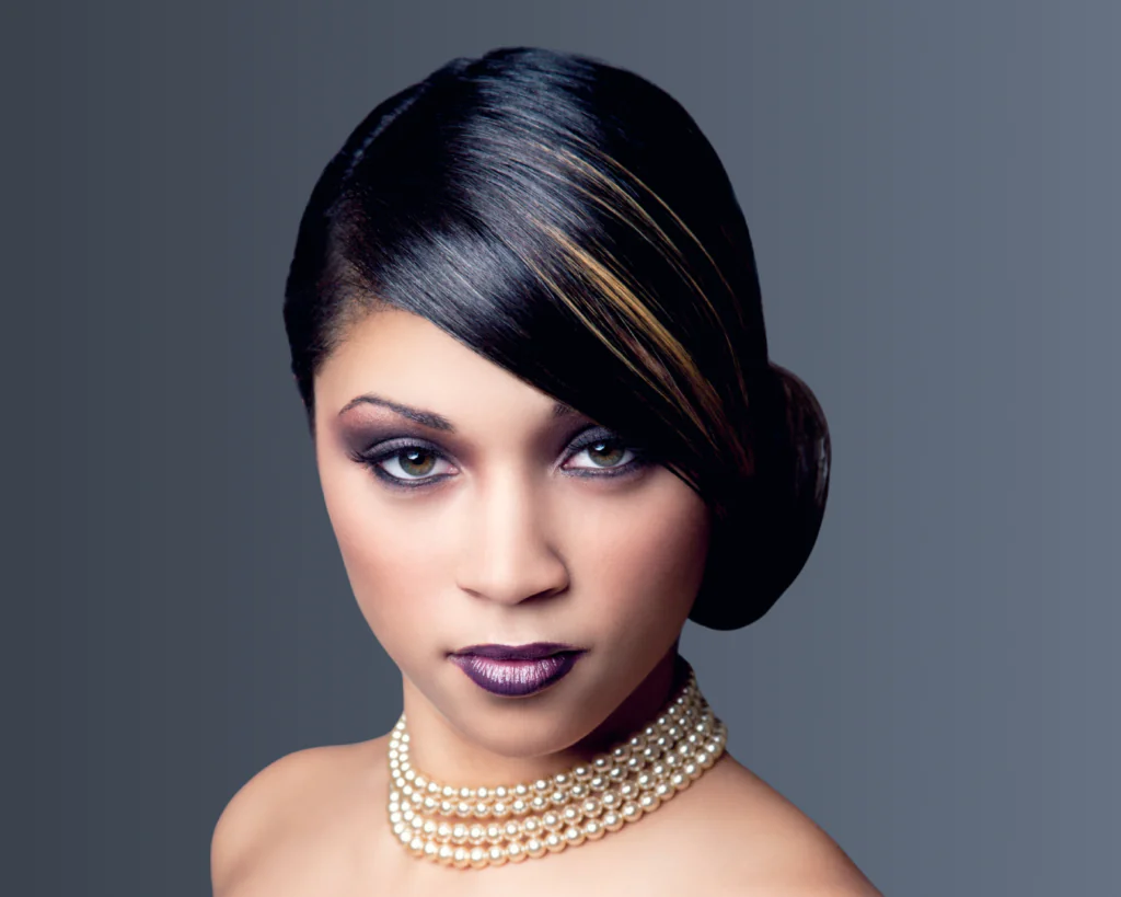 Low Bun with Side-Swept Fringe Low Bun with Side-Swept Fringe — Formal Hairstyles
