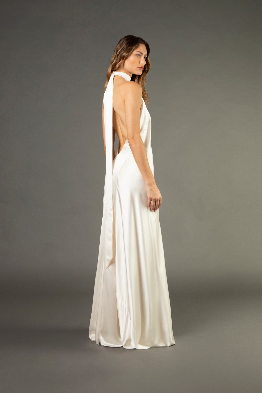 Elegant Satin Halterneck Maxi Gown Elegant Satin Halterneck Maxi Gown — Backless Dresses