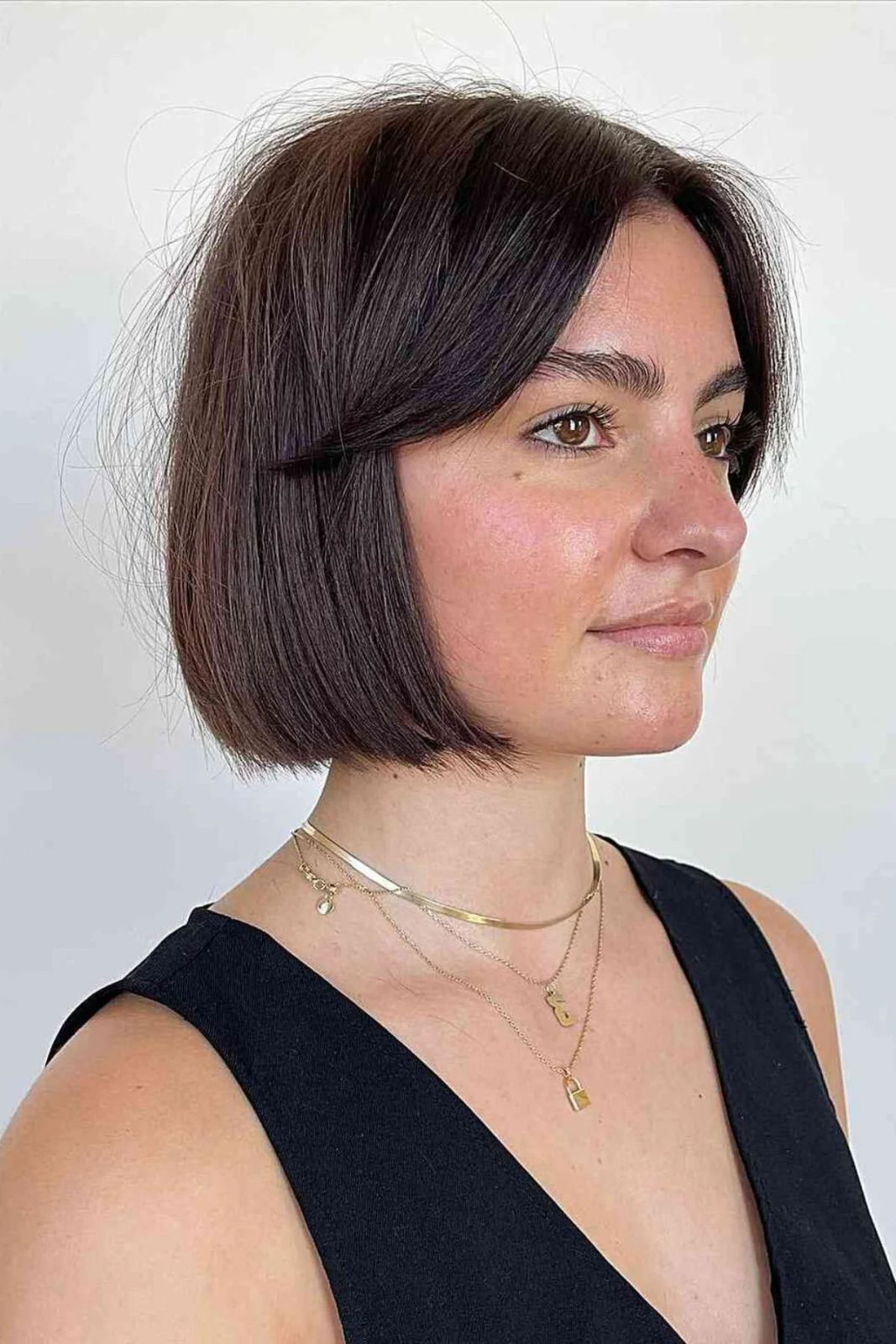 Polished Blunt Bob with Curtain Bangs Polished Blunt Bob with Curtain Bangs