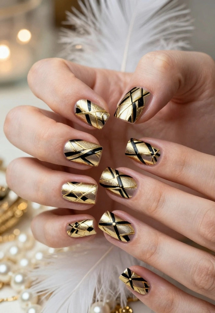 Metallic Gold Geometric Lattice Nails Metallic Gold Geometric Lattice Nails — Geometric Nails
