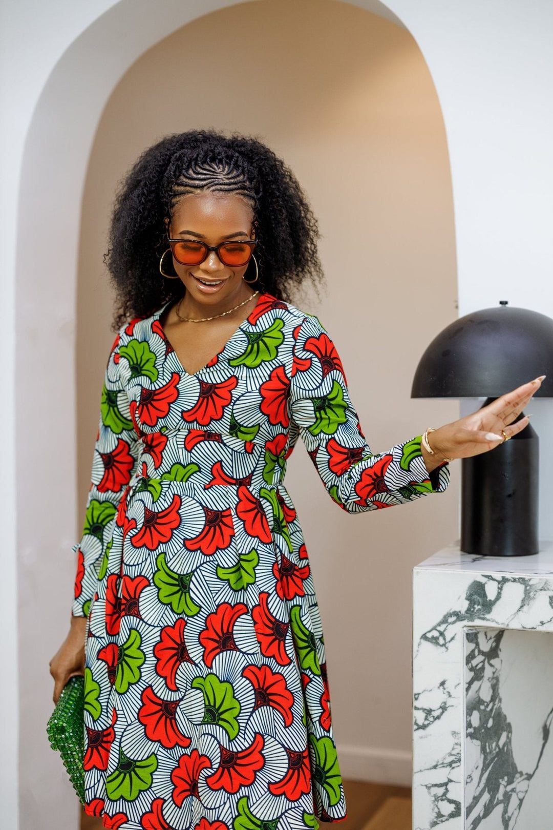 Casual Midi Dress with Fitted Bodice and Flared Skirt — African Print Dresses