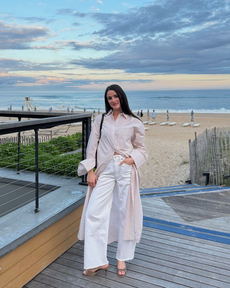 Striped Button-Down and White Jeans for Coastal Casual — Hamptons Outfits