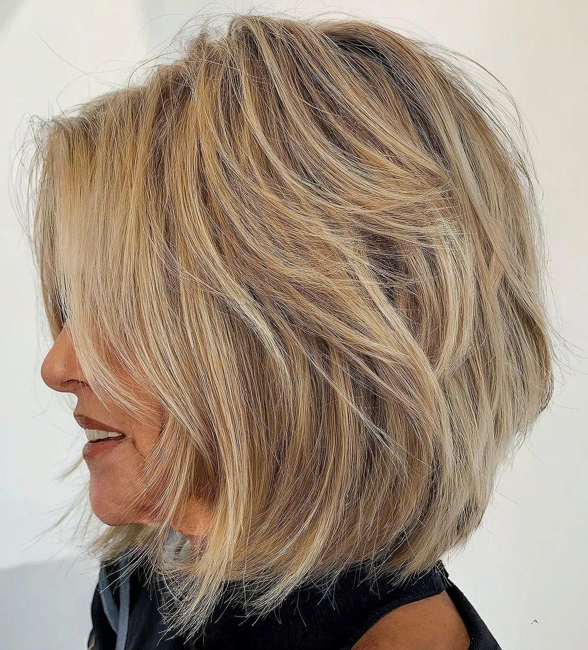 Layered Light Blonde Bob Layered Light Blonde Bob — Hair Color for Women Over 60