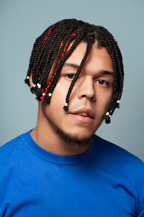 Chin Length Twists With Red Threads Chin Length Twists With Red Threads — Twists for Men