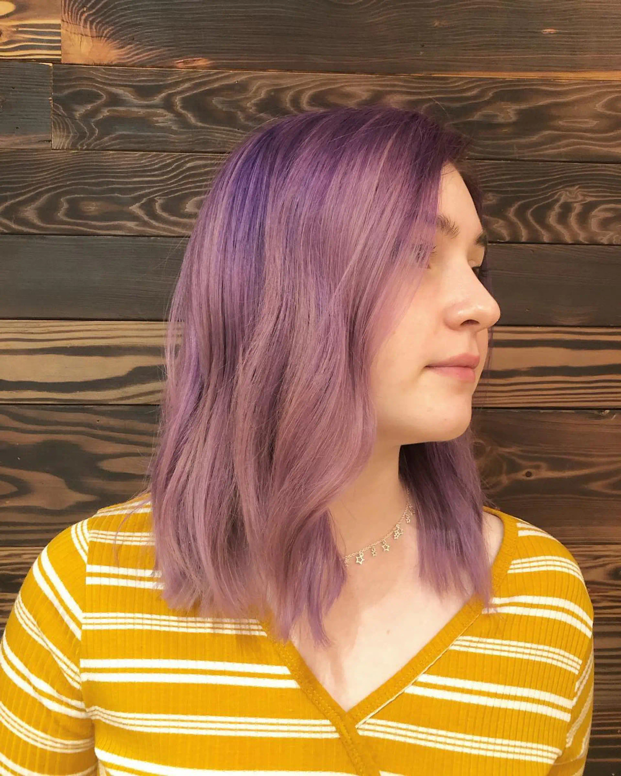 Textured Shag with Subtle Lilac Highlights Textured Shag with Subtle Lilac Highlights — Pastel Purple Hair