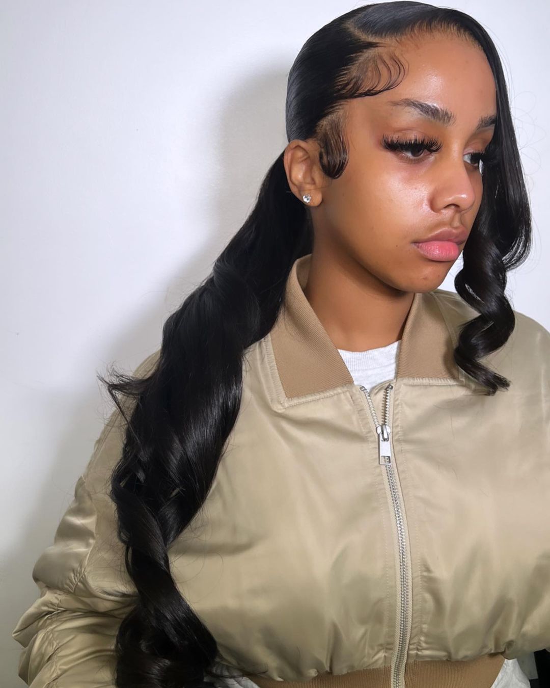 Soft Low Ponytail With Side Sweep Waves — Ponytail Hairstyles for Black Women