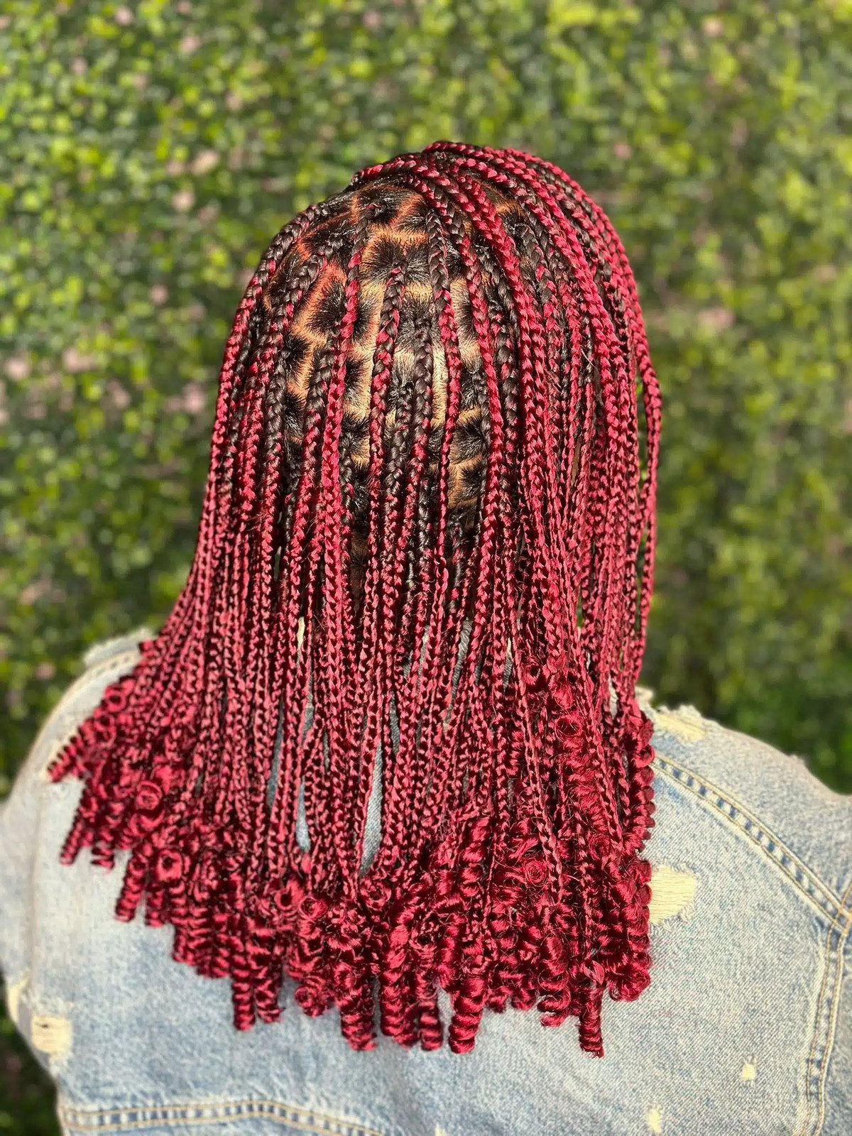 Medium Burgundy Box Braids with Curly Ends — Burgundy Braids