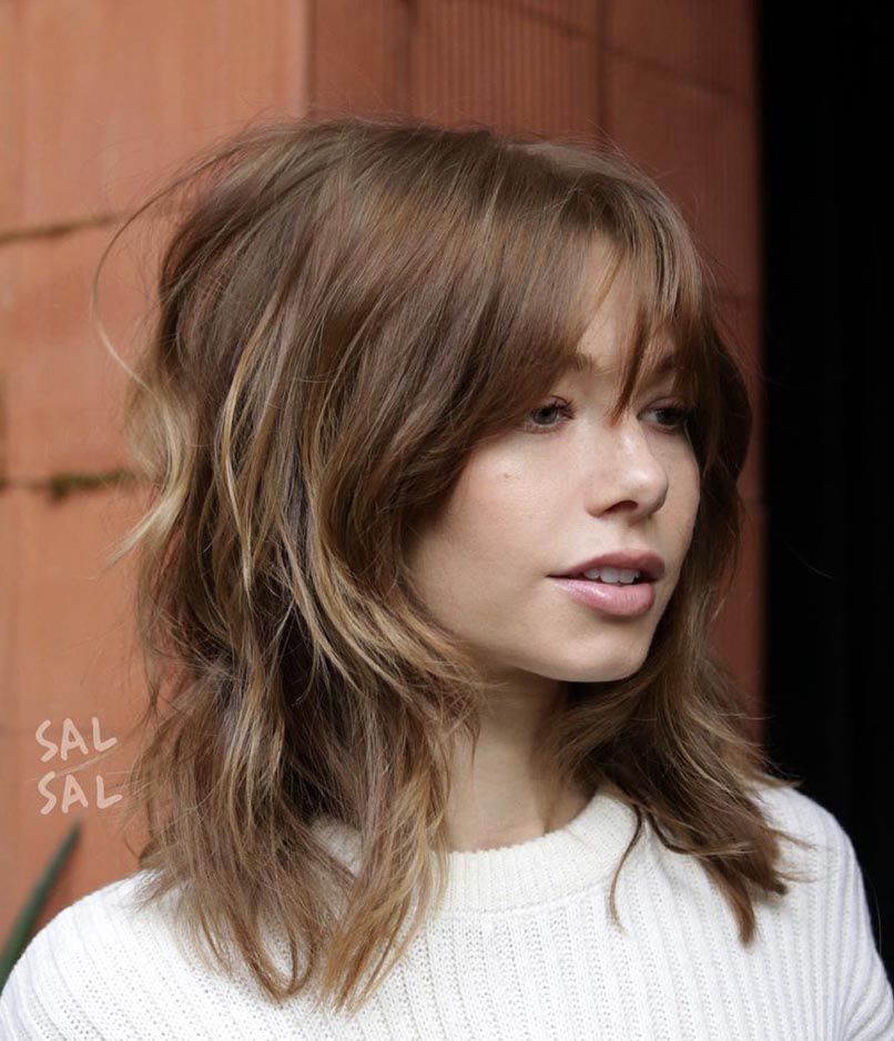 Honey Blonde Shag With Wispy Bangs Honey Blonde Shag With Wispy Bangs — Short Layered Hair