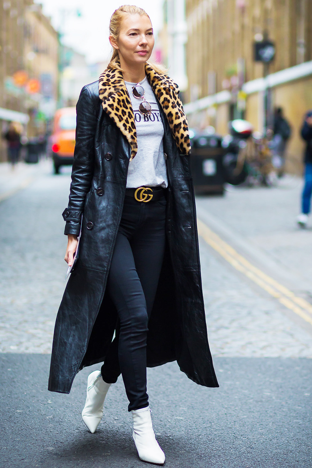 Edgy Trench Coat Look Defined by a Statement Gucci Belt — Belt Outfits