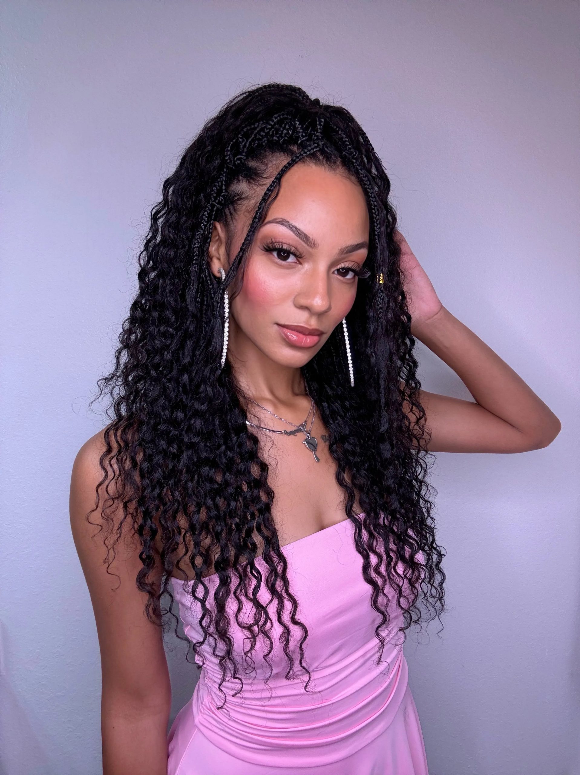 Mid-Back Braids and Loose Curls — Crochet Braids