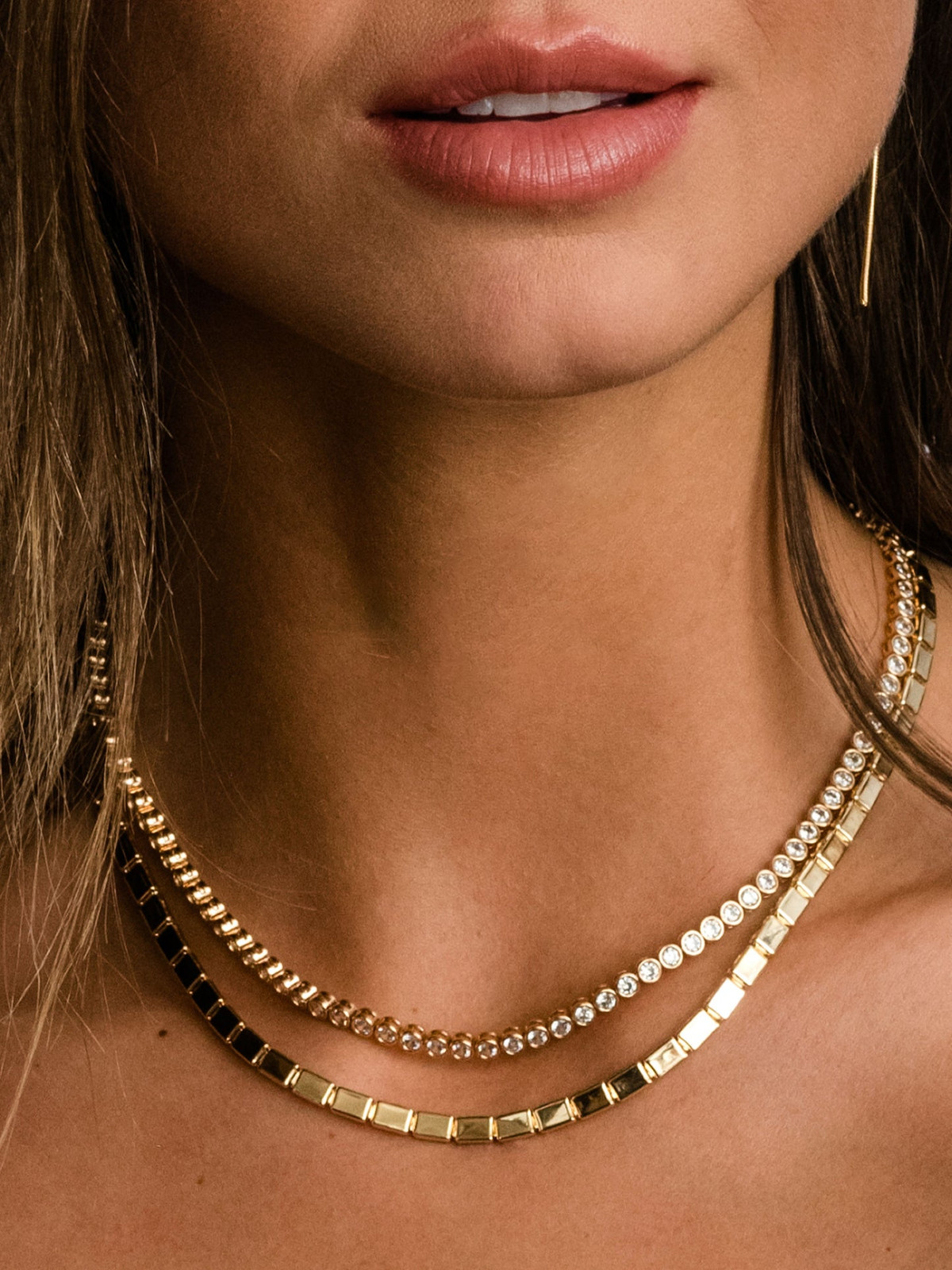 Layered Gold Necklaces with Pendant and Stone Details — Gold Jewelry Stack